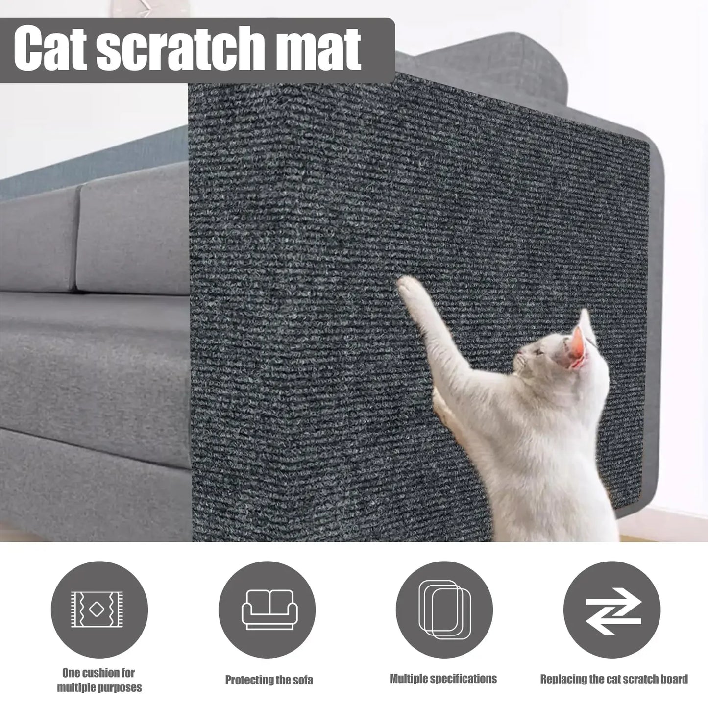 Cat Scratch Mat | Self-Adhesive, Trimmable & Durable Carpet Pad for Cats
