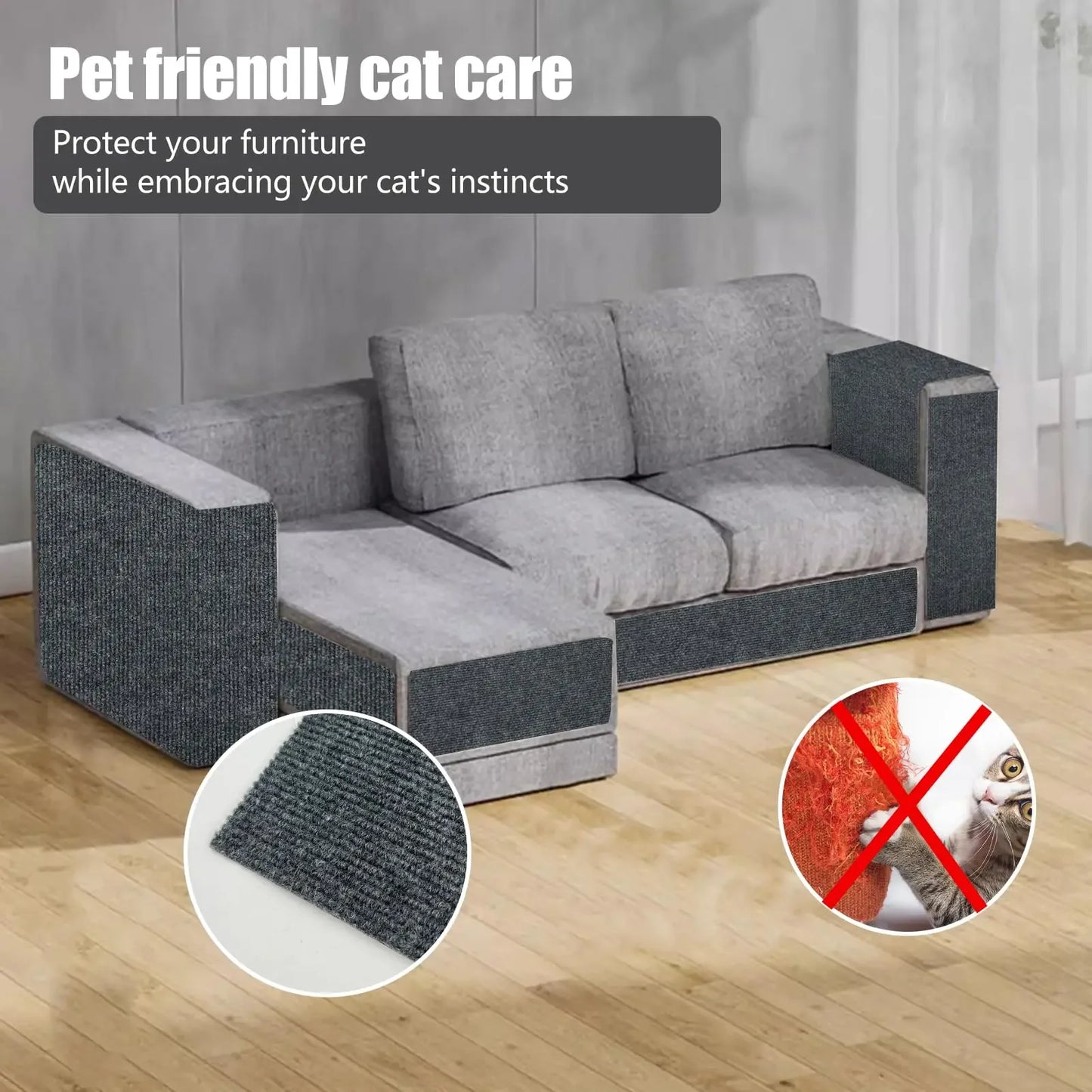 Cat Scratch Mat | Self-Adhesive, Trimmable & Durable Carpet Pad for Cats