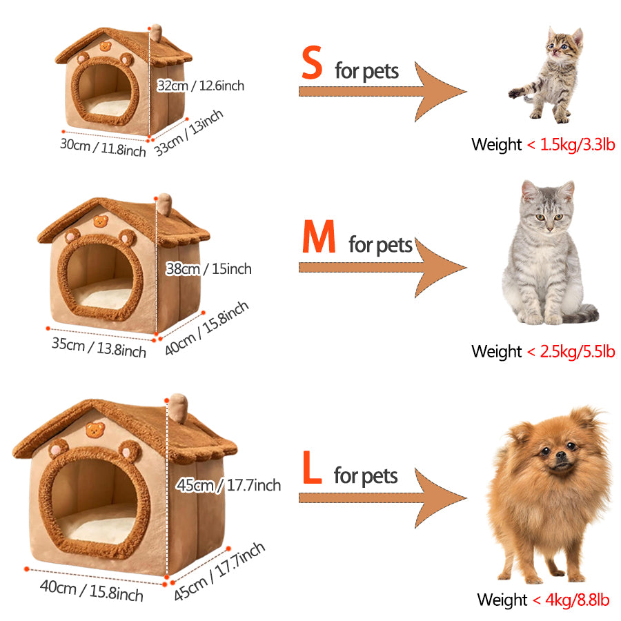 Cozy Bear Pet House | Soft Plush Bed for Cats & Small Dogs