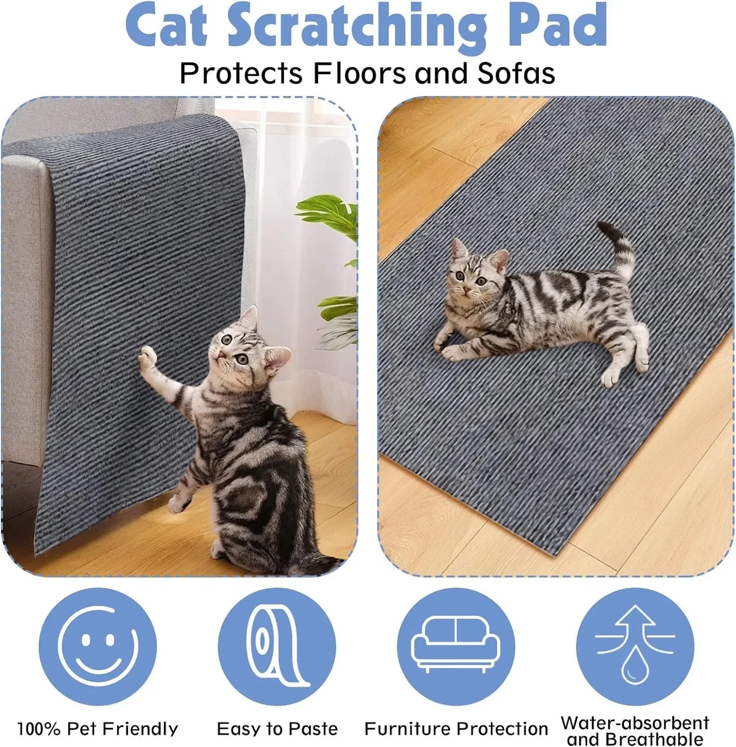 Cat Scratch Mat | Self-Adhesive, Trimmable & Durable Carpet Pad for Cats