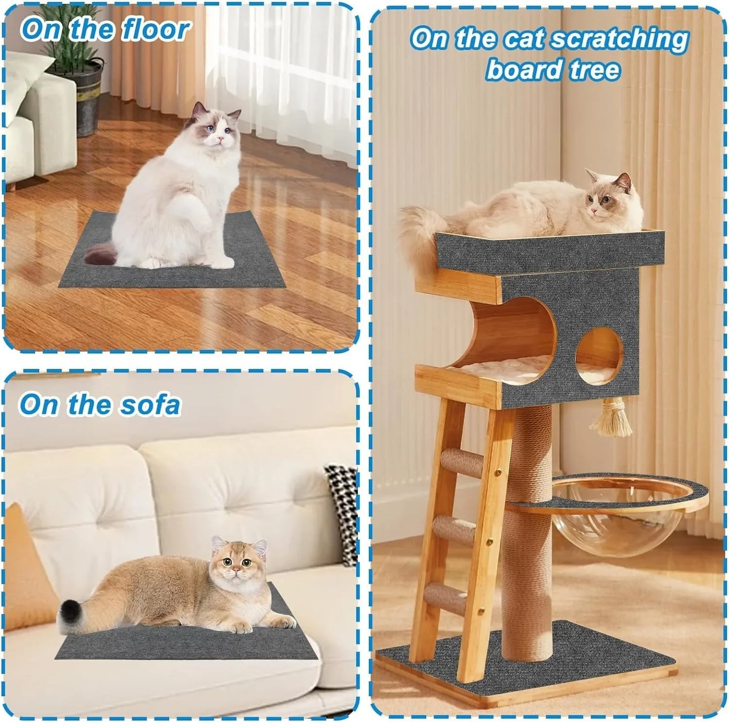 Cat Scratch Mat | Self-Adhesive, Trimmable & Durable Carpet Pad for Cats