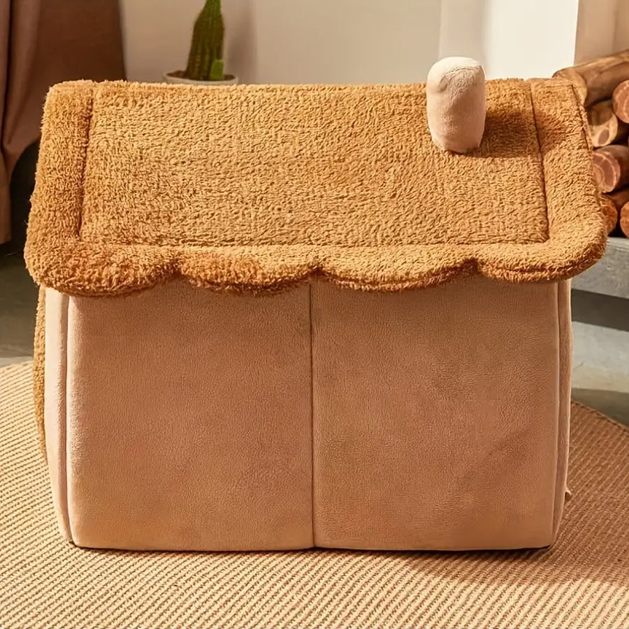 Cozy Bear Pet House | Soft Plush Bed for Cats & Small Dogs